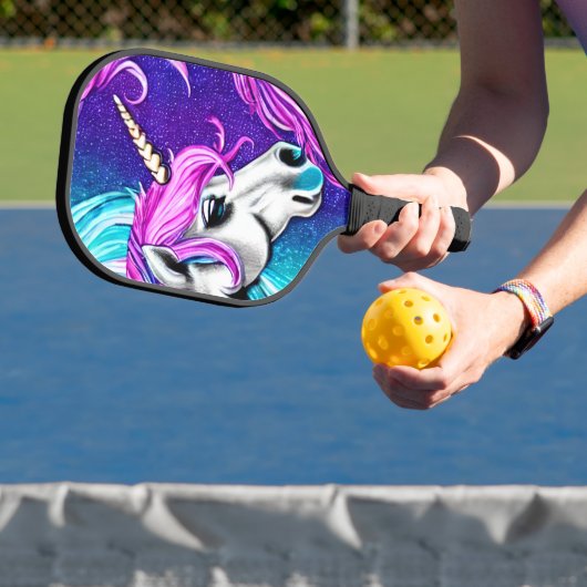 Fantasy White Unicorn Nahtloses Muster Pickleball Schläger (InSitu)