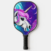 Fantasy White Unicorn Nahtloses Muster Pickleball Schläger (Vorderseite)