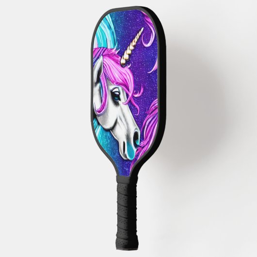 Fantasy White Unicorn Nahtloses Muster Pickleball Schläger (Links)