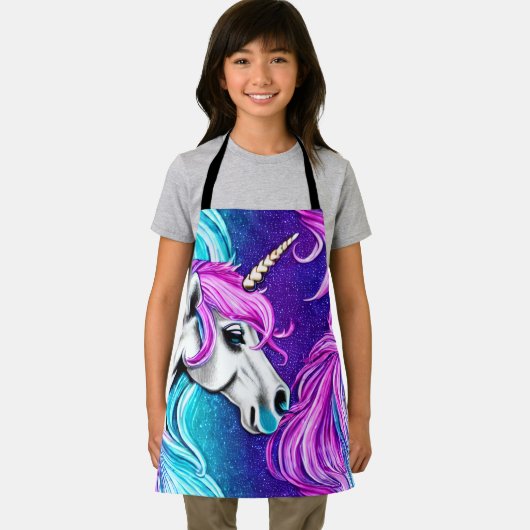 Fantasy White Unicorn Nahtloses Muster Schürze (Insitu)