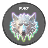 Fantasy White Wolf Head Eishockey Puck (Vorderseite)