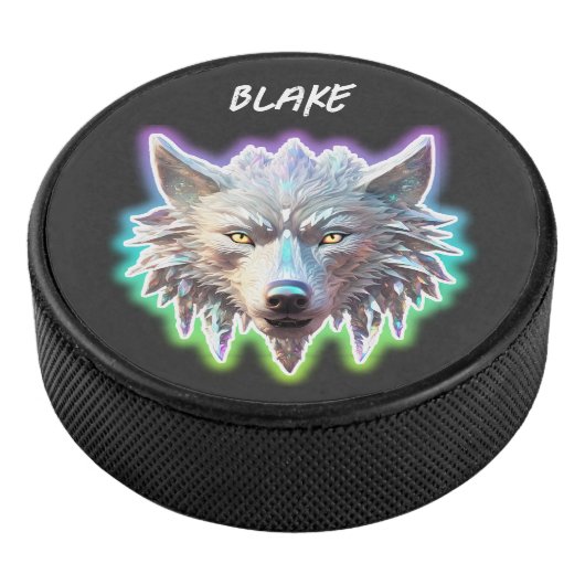 Fantasy White Wolf Head Eishockey Puck (3/4)