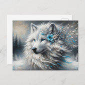 Fantasy White Wolf Winter Wonderland Postkarte (Vorne/Hinten)