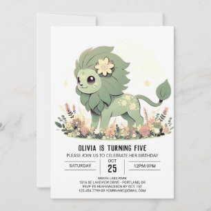 Fantasy Wild Lion Digital Geburtstag Einladung