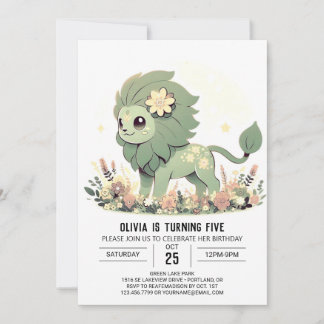 Fantasy Wild Lion Digital Geburtstag Einladung