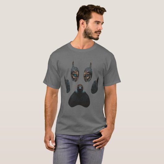 Fantasy Wild Nature Wolf Paw Print T-Shirt (Vorne ganz)