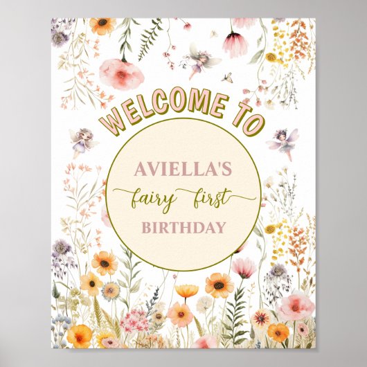 Fantasy Wildblume Fee erste Begrüßungszeichen Poster (Vorne)