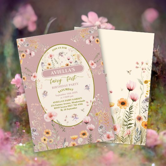 Fantasy Wildblume Fee erste Einladung