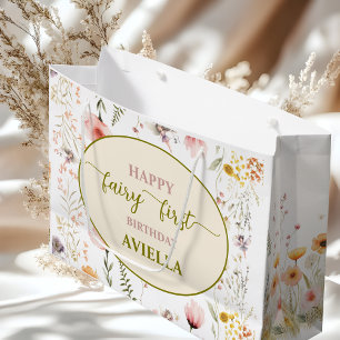 Fantasy-Wildblumen-Feenkinder-Erstgeburtstags-Gesc Große Geschenktüte