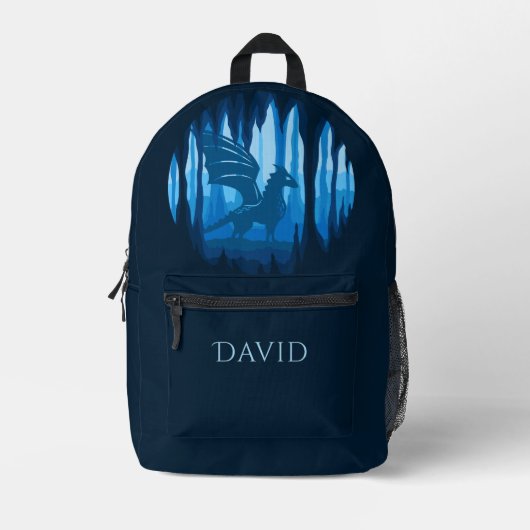 Fantasy Winged Dragon Navy Personalisiert Bedruckter Rucksack (Vorderseite)