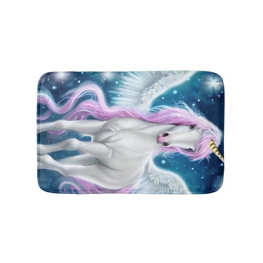 Fantasy Winged Unicorn mit rosa Haar Badematte (Vorderseite)