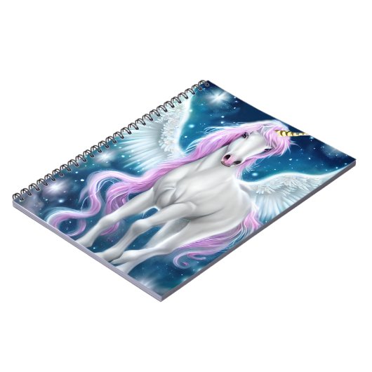 Fantasy Winged Unicorn mit rosa Haar Notizblock (Linke Seite)
