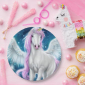 Fantasy Winged Unicorn mit rosa Haar Pappteller (Party)