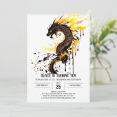 Fantasy Wings and Scales Geburtstag Einladung (Stehend Vorderseite)