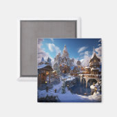 Fantasy Winter City Magnet (Vorderseite/Rückseite)