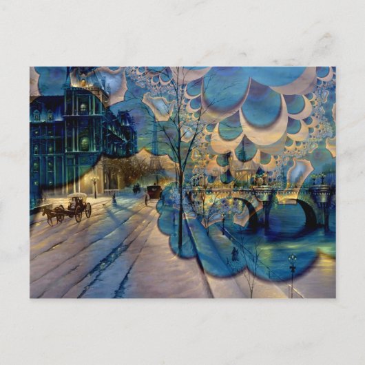 Fantasy Winter in Paris Postkarte (Vorderseite)