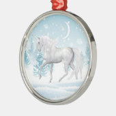 Fantasy Winter Pegasus Einhorn im Schnee Ornament Aus Metall (Links)