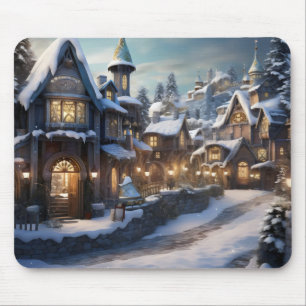Fantasy Winter Village Mousepad