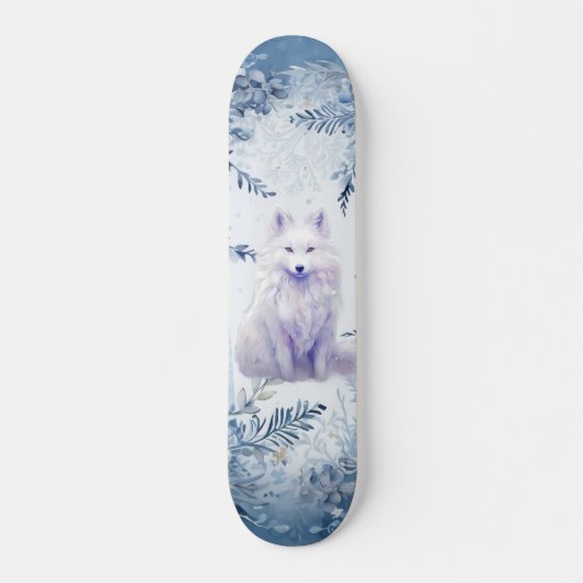 Fantasy Winter White Fox Skateboard Deck (Vorne)