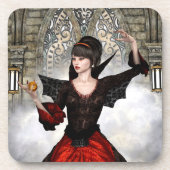 Fantasy Witch - Mittelalterliches Schloss Hallowee Getränkeuntersetzer (Vorderseite)