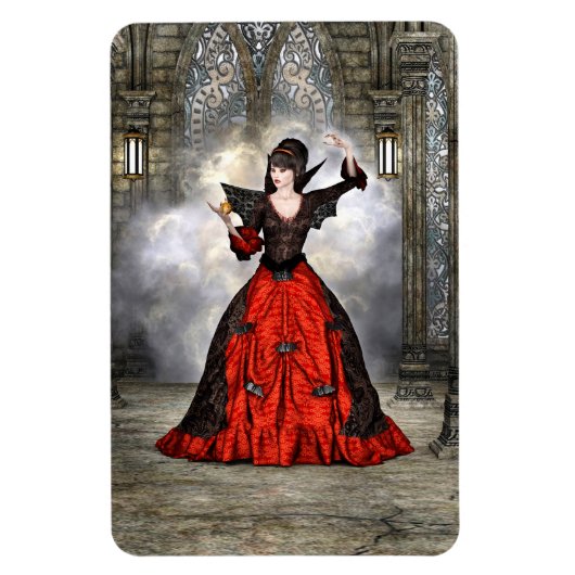 Fantasy Witch - Mittelalterliches Schloss Hallowee Magnet (Vertikal)