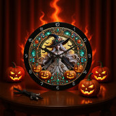 Fantasy Witz mit Glastigen Pumpkins Große Wanduhr