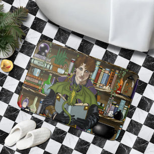 Fantasy Wizard Bücher Dragon Poster Badematte