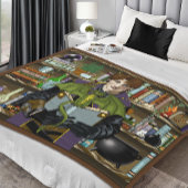 Fantasy Wizard Bücher Dragon Poster Fleecedecke