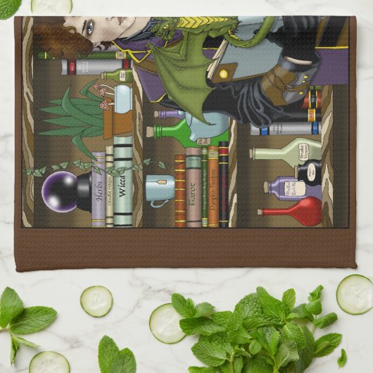 Fantasy Wizard Bücher Dragon Poster Geschirrtuch (Gefaltet)