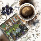 Fantasy Wizard Bücher Dragon Poster Glasuntersetzer