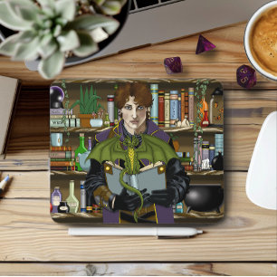 Fantasy Wizard Bücher Dragon Poster Mousepad