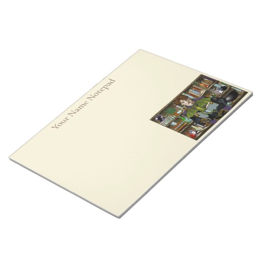 Fantasy Wizard Bücher Dragon Poster Notizblock (angewinkelt)