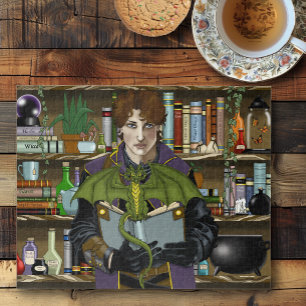 Fantasy Wizard Bücher Dragon Poster Puzzle
