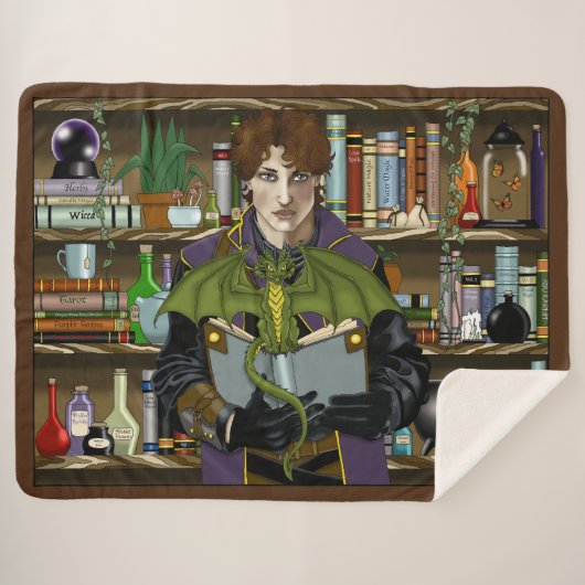 Fantasy Wizard Bücher Dragon Poster Sherpadecke (Vorderseite (Horizontal))