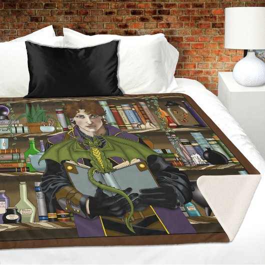 Fantasy Wizard Bücher Dragon Poster Sherpadecke