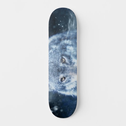 Fantasy Wolf Eyes on Space Skate Deck and Wall Art Skateboard (Vorderseite)