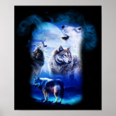 Fantasy Wolf Moon Mountain Poster (Vorne)