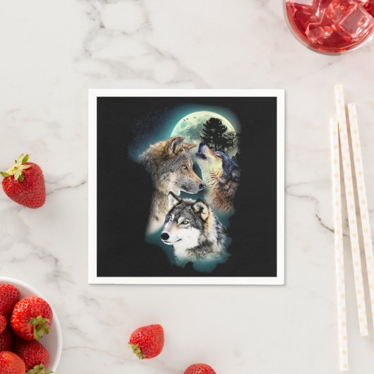 Fantasy Wolf Moon Mountain Serviette (Beispiel)