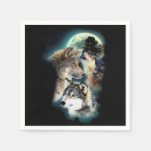 Fantasy Wolf Moon Mountain Serviette (Vorderseite)