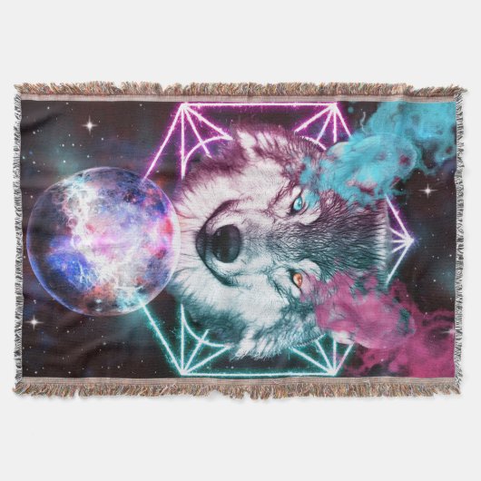 Fantasy Wolf Throw Blanket Decke (Vorderseite)