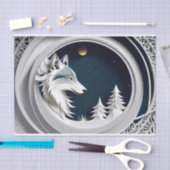 Fantasy Wolf Tissue Paper on Blue Background Seidenpapier (Handwerk)