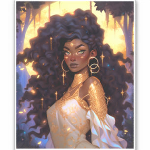 Fantasy Woman African American Art Aufkleber