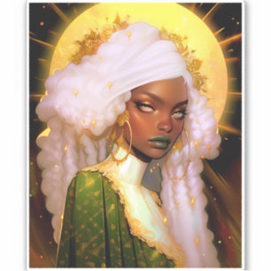 Fantasy Woman African American Art Aufkleber