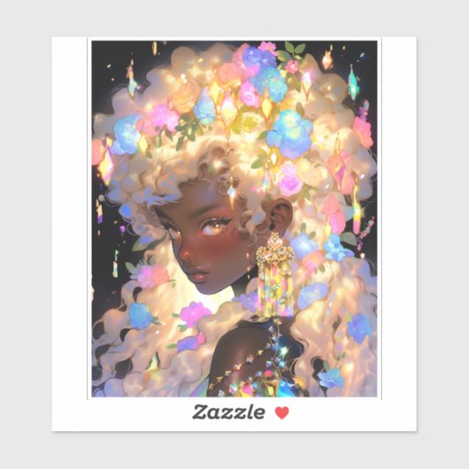 Fantasy Woman African American Art Aufkleber (Blatt)