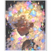 Fantasy Woman African American Art Aufkleber (Vorderseite)