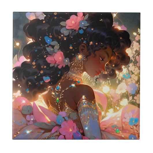Fantasy Woman African American Art Fliese (Vorderseite)