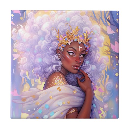 Fantasy Woman African American Art Fliese (Vorderseite)