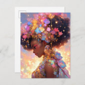 Fantasy Woman African American Art Postkarte (Vorne/Hinten)