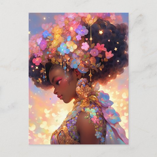 Fantasy Woman African American Art Postkarte (Vorderseite)