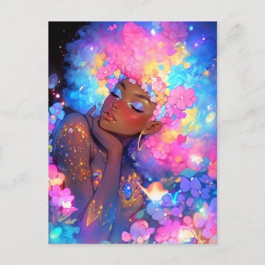Fantasy Woman African American Art Postkarte (Vorderseite)